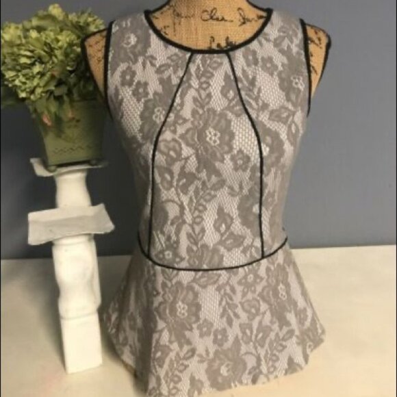 Anthropologie Weston Wear Brown lace peplum tank top xs - Picture 14 of 14